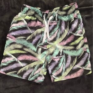 Tropical Palm Leaf Kids Swim Trunks